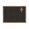 Embroidered Cross Woven Blanket — Religious Throw for Prayer & Home Décor