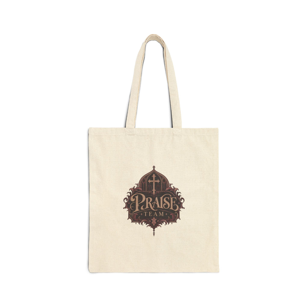 Canvas Tote Bag — Vintage Christian 'Praise Team' Cross Design