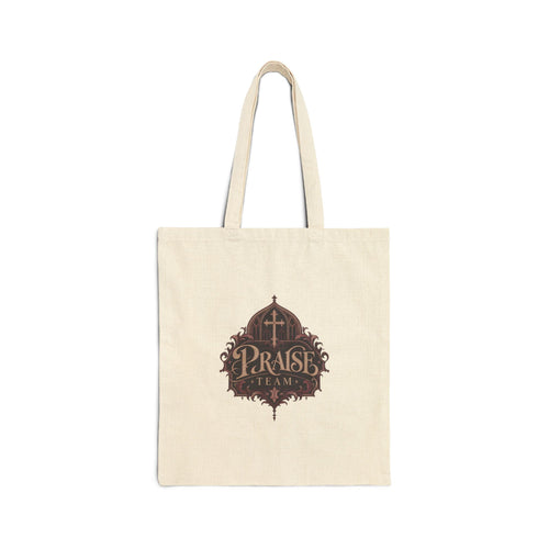 Canvas Tote Bag — Vintage Christian 'Praise Team' Cross Design